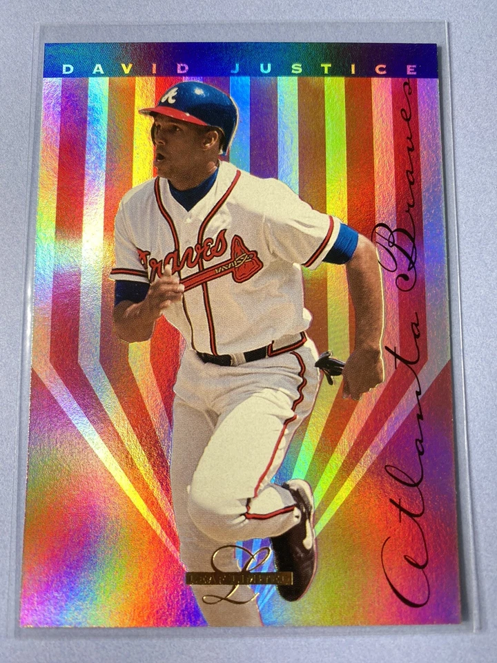 DAVID JUSTICE 1995 Leaf Limited Prism Foil Atlanta Braves Baseball Card #95 Dave - Image 1 of 2