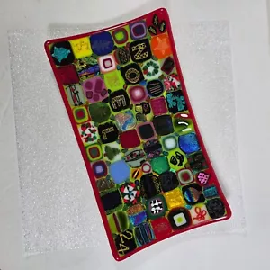 Fused Art Glass Tray Signed Copeland Dated 2009 11.5"x 6.25" Advent Calendar - Picture 1 of 14