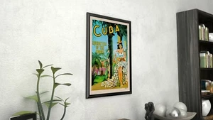 Póster de viaje vintage de Giclee de lona enmarcada en Cuba Holiday Isle - Imagen 1 de 6