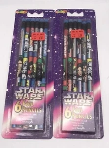 A Set Of 2 Packs Of 6 Star Wars Foil Pencils 1997 - Picture 1 of 2