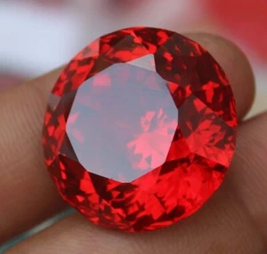 GIE Certified 450 Ct Natural Round Cut Cambodian Red Zircon Loose Gemstone - Picture 1 of 5