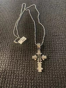 Cruz de diamante de acero inoxidable 0,08 CTW 60 mm con cadena de 30"" | totalmente nueva | $600 - Imagen 1 de 7