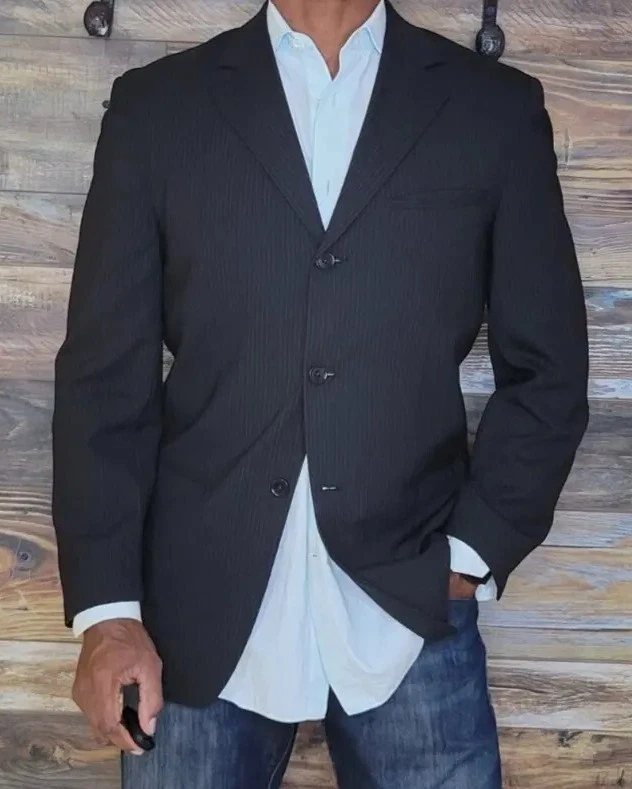 Blazer Chaqueta Deportiva Wilke Rodriguez Mezcla Lana Negro Rayas Talla 38R Foto 1 de 4