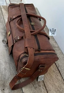 Leather Genuine Bag Travel Men Duffle Gym Luggage S Vintage Overnight Weekend - Picture 1 of 15