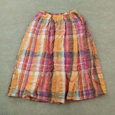 Falda para mujer Malva By Anthropologie pequeña naranja rosa a cuadros midi forrada fluida Foto 1 de 4