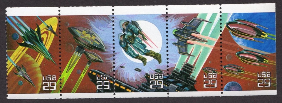 Scott #2745a - Space Fantasy Booklet Pane of 5 Stamps - MNH No Tab - Image 1 of 1