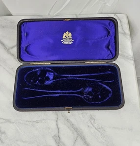 Antique Connell 83 Cheapside Silver Spoon Box Leather Case - Bild 1 von 10