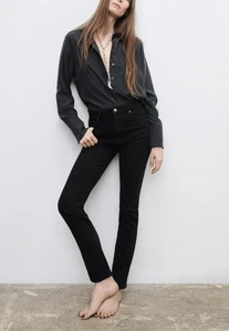 Womens Zara Black Rinse High Waisted Skinny Leg Jeans - Sz 29 - Picture 1 of 4
