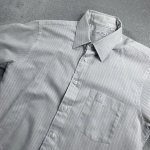 Vtg Christian Dior Chemises Light Gray S/Sleeve Button Down Shirt Sz Small 15 - Picture 1 of 8