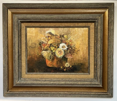 Vtg Original Oil Painting Still Life Flowers - Autumn Bouquet, Signed - Image 1 of 4