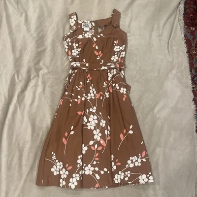 Vestido Midi De Colección Años 70 Malia Honolulu Floral Delantal Algodón Talla 8 Funciona Pequeño Foto 1 de 4