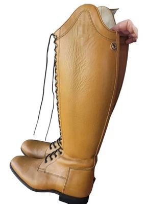 Celeris Bia Botas 36.5 Alto, Botas Tostadas Con Cordones Cremallera Lateral Botas de Montar Ecuestres Foto 1 de 4
