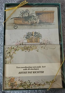 Pat Richter Creations Basket Flowers Notepad Stationery and Envelopes NEW Sealed - Picture 1 of 2