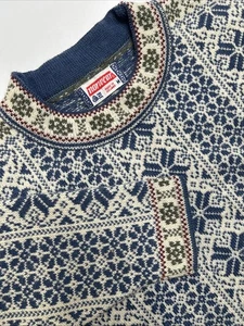 Norwear Vtg Nordic Iceland Wool Pullover Tunic Sweater M Fair Isle Oversized - Picture 1 of 7