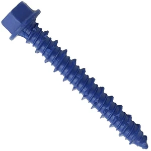 Blue Concrete Anchor Screws 1/4" x 1-3/4" Carbon Steel Hardened - Interior & ... - Bild 1 von 6