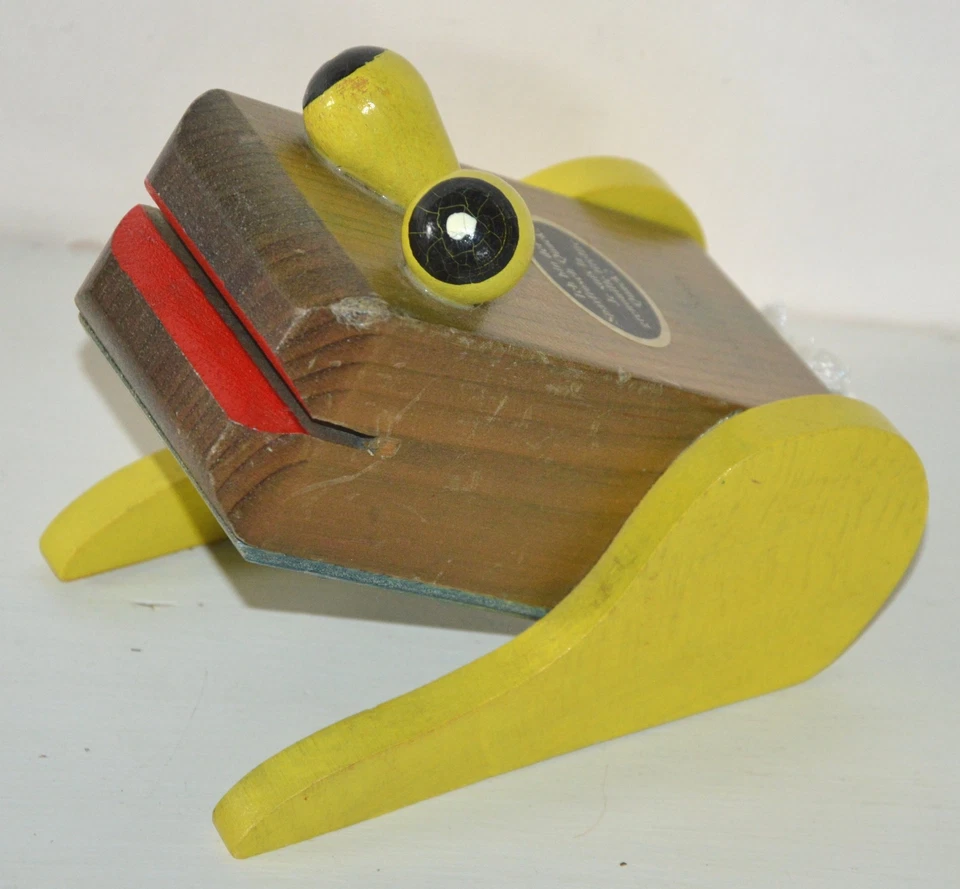 Ancienne tirelire originale en bois grenouille Quack artisanale vintage 50 60's - Photo 1/4