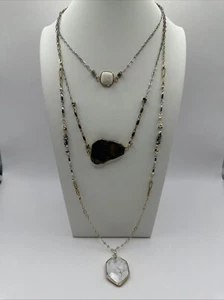 Nakamol Triple Strand Layered Long Beaded Stone Necklace 32” - Picture 1 of 6