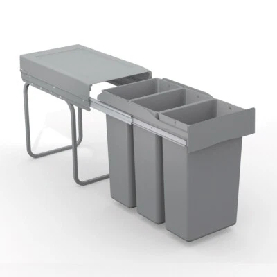 Abfallsammler 3-fach US 30 3x10 L hellgrau Vollauszug - Bild 1 von 2