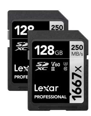 Lexar 128GB (2-Pack) Professional 1667x SDXC Memory Cards, UHS-II, C10, U3, V... - Image 1 of 4