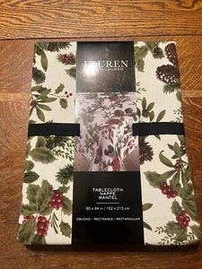 New Ralph Lauren Christmas Tablecloth Holy Berries Pinecones 60 x 84 Oblong - Picture 1 of 8