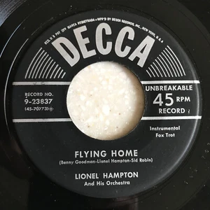 FLYING HOME Lionel Hampton HEY BA BE BOP Decca 9-23837 1957 VG+ Jukebox 45 rpm - Picture 1 of 12