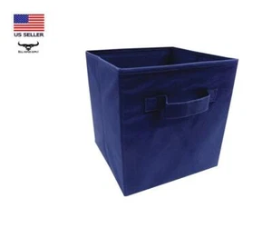 Blue Fabric Drawer Foldable Cube Style Storage Bin 10.5"W x 11"H x 10.5"D - Picture 1 of 3