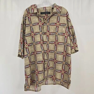 Camisa Johnny Blaze Abotonada Para Hombre XL Estampado Completo Manga Corta Rojo Tostado - Imagen 1 de 7