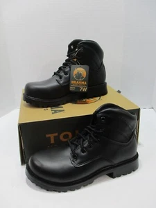 Brahma Work Boots Mens 7W Wide Black Steel Toe Oil Resistant Ankle Lace Up New - Picture 1 of 10