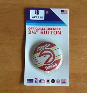 Vintage Wincraft Atlanta Hawks Official NBA 2 1/4” Button Pin NIP Unopened - Picture 1 of 2