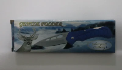 Nuevo Cuchillo Carpeta Suave Cubiertos Cola Blanca WT-176BL Mango Azul Foto 1 de 3