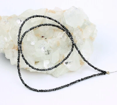 Tubo Diamante Filo Catena Nero Rohdiamant Liscio Dadi Scintillante Circa 21 - Immagine 1 di 3