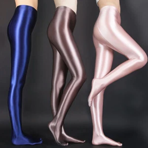 Women's Shiny Satin Glossy Pantyhose Opaque Tights Stockings Party Club Hosiery - Picture 1 of 17