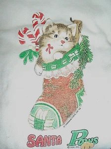 christmas- ladies heavy SANTA PAWS- cat print sweatshirt - Picture 1 of 2