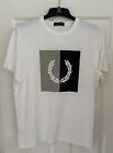 Fred Perry Laurel Wreath T Shirt Mens Large L White With Black / Green Box Logo