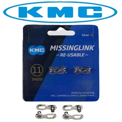 KMC Reusable MissingLink 11 speed Silver Master Chain Link 2Pak fit Shimano Sram - Image 1 of 2