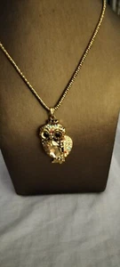 Vintage Costume Jewellery Gold Tone/Plated Jelly Belly Owl Necklace Spinal E - Picture 1 of 18