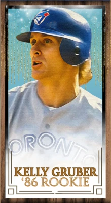 1986 Kelly Gruber RC Rookie Original ACEO Tobacco Art Card - Image 1 of 2