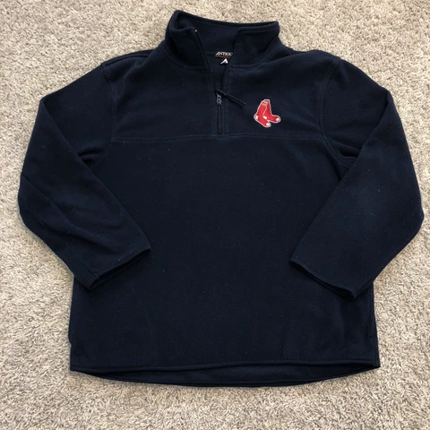 Boston Red Sox Sweater Adult Small Blue Red Baseball Sweatshirt 1/4 Zip Mens B2 Cover