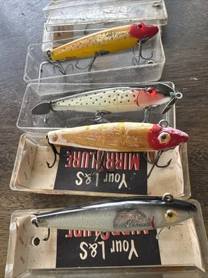 Vintage L&S Mirrolure Fishing Lures, Lot of (4) 52Mr21 52M12 DS21 11r12 w/ Boxes - Image 1 of 3