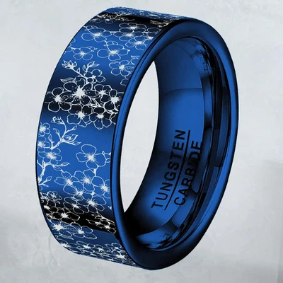 Anillo de flor de cerezo de tungsteno talla 7,5 Foto 1 de 4