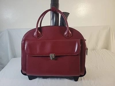 "Funda para computadora portátil McKLEIN USA GLEN ELLYN 15,4"" de cuero rojo con ruedas desmontables" Foto 1 de 4