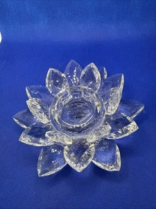 Crystal Lotus Waterlily Candle Holder Votive Size Candle FOOTED Faceted Sparkle - Picture 1 of 7
