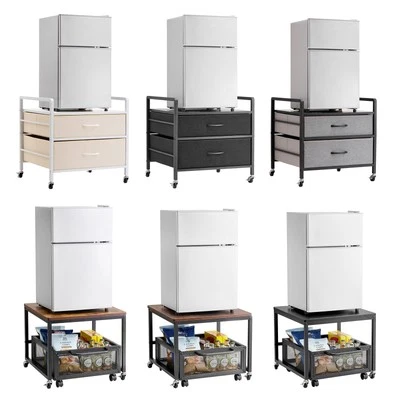 Mini Soporte para Nevera con Almacenamiento 176/198 lb Mini Mesa para Nevera con 2 Cajones/Carrito Foto 1 de 4