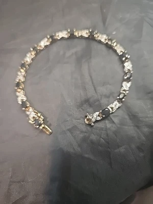 YELLOW GOLD PLATED DIAMOND SAPPHIRE BRACELET 13  GRAMS 8" - Image 1 of 4