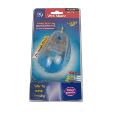 GE Web Mouse Clear Ergonomic 800 DPI Track Ball Mouse New Sealed PS2/Serial - Image 1 of 4