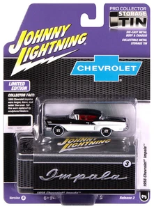 1958 Chevy Impala Black Johnny Lightning Collectors Tin 1:64 Scale - Picture 1 of 1