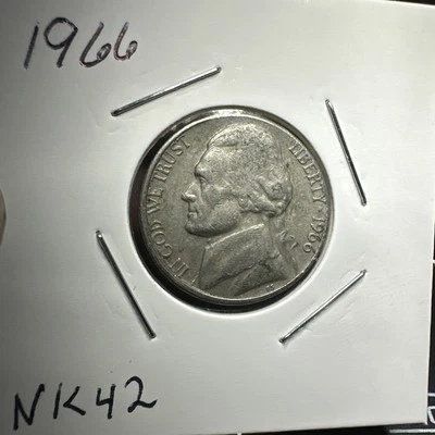 1966 Jefferson Nickel No Mint Mark Error, Off Center, Letters On Rim, DDO/DDR - Image 1 of 4