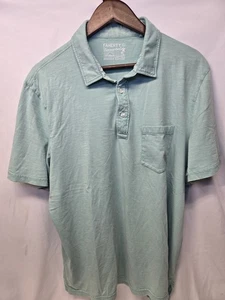 Faherty Shirt Mens XL Teal Sunwashed Short Sleeve Polo Relaxed Organic Cotton - Picture 1 of 7