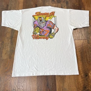 Vintage Santa Fe Casino Las Vegas Solid All The Way TEE Tshirt White Football L - Picture 1 of 9