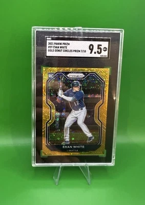 Evan White Panini Prizm Gold Donut Circles 2021/10 SGC 9 Foto 1 de 2
